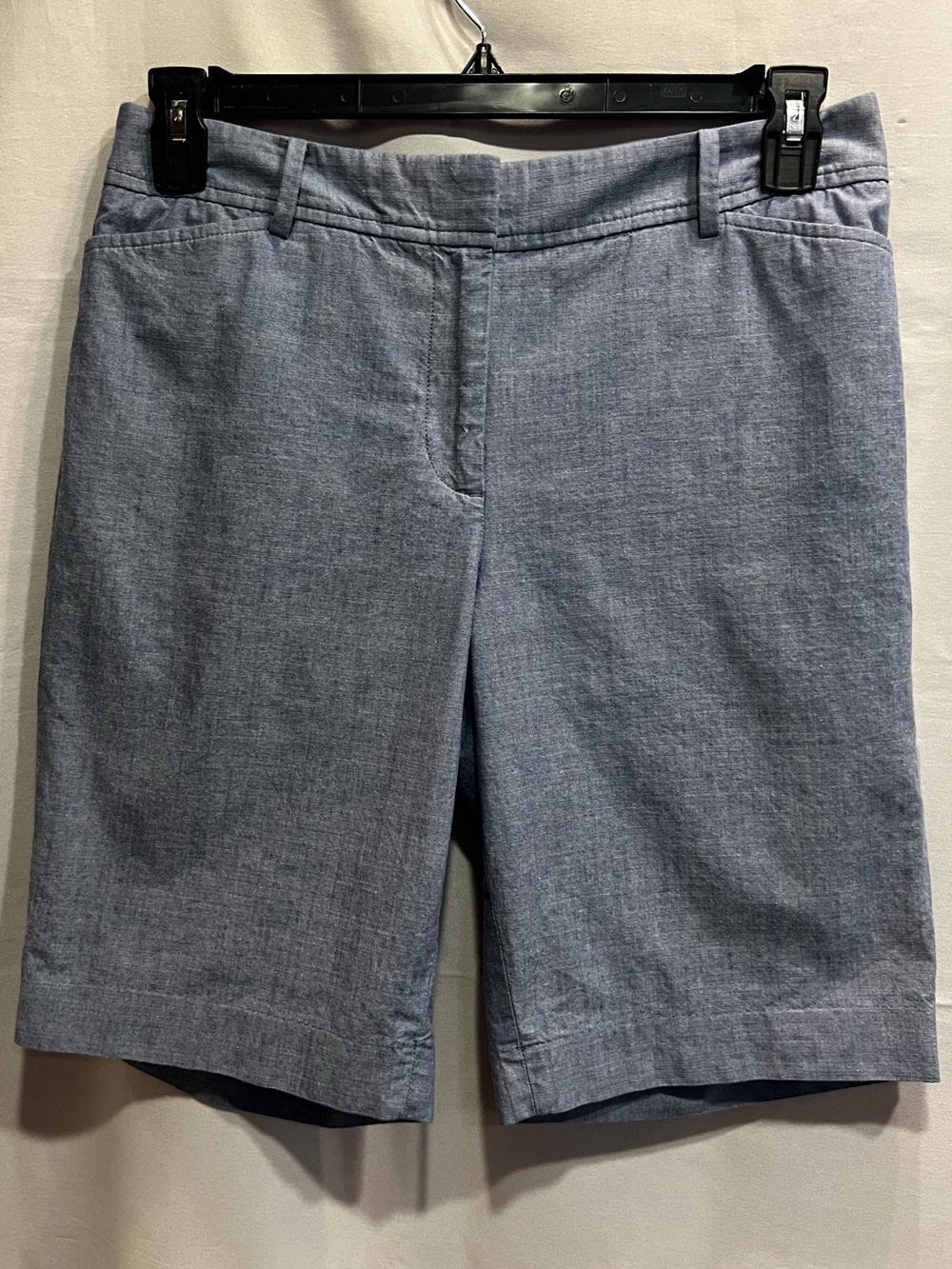 Talbots Perfect Short Chambray Blue Cotton Bermuda Shorts Size 6